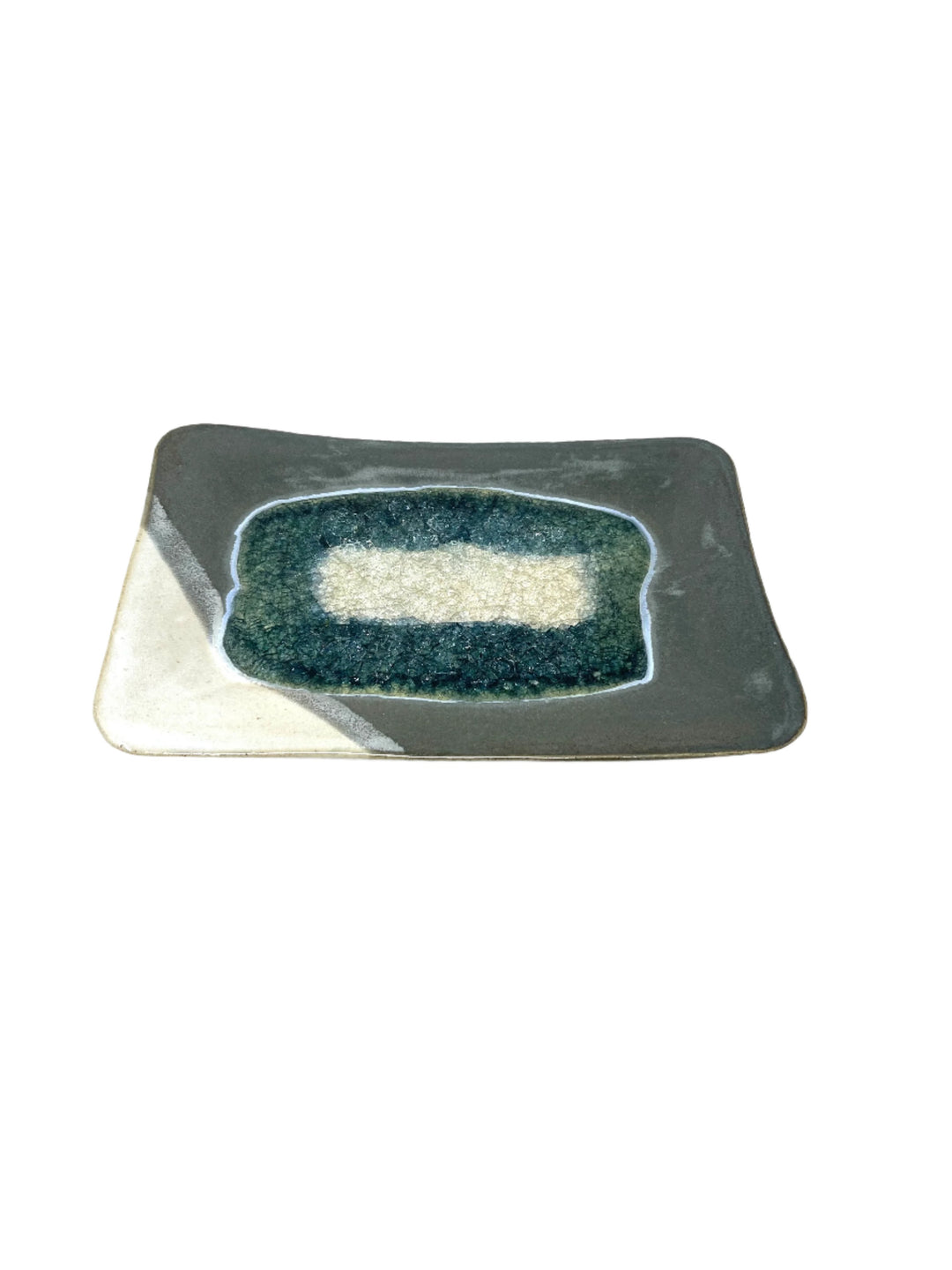 Dock 6 Pottery Small Rectangle Tray w/glass - Grey & White