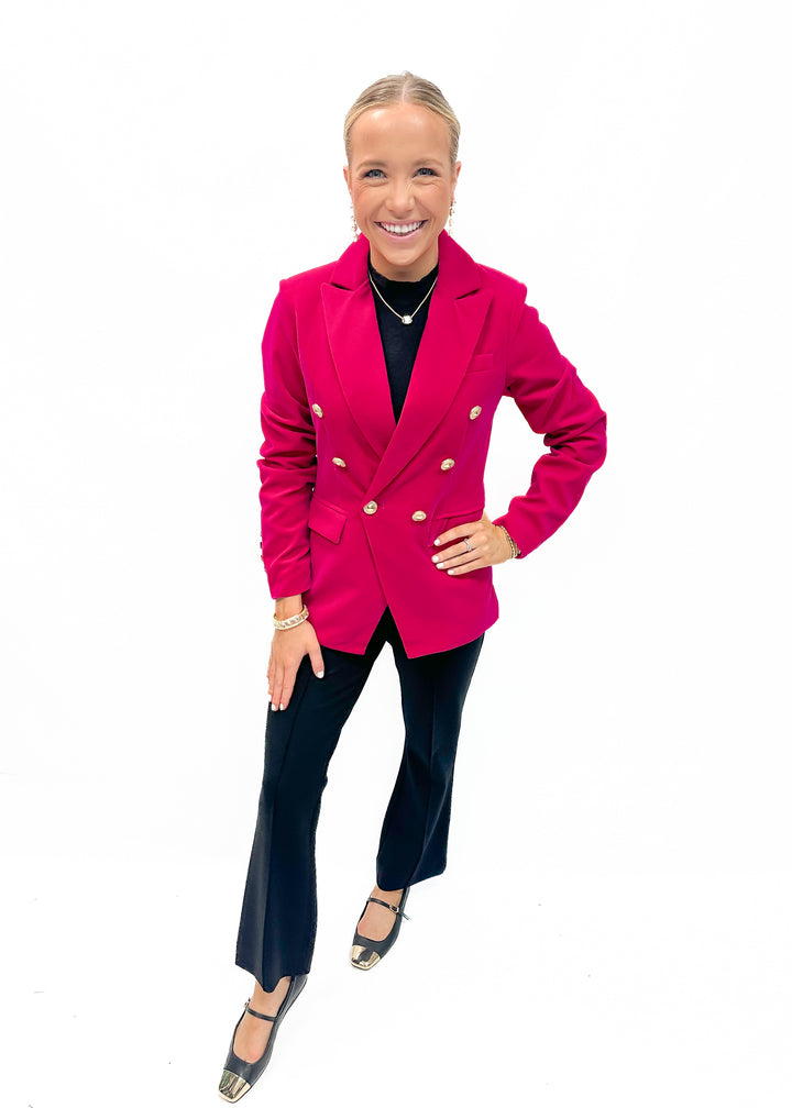 Dolce Cabo Velvet D/B Blazer - Magenta