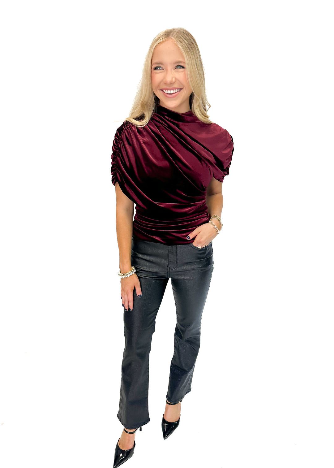 Amanda Uprichard Evianna Top - Burgundy