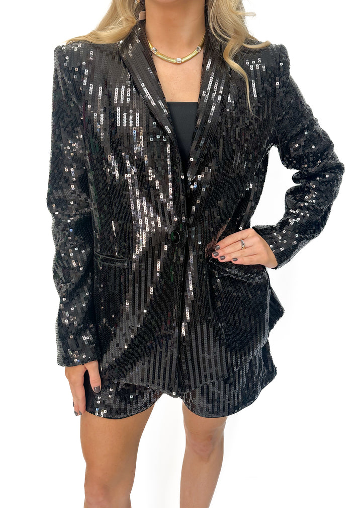 Susana Monaco Square Sequin Blazer - Black