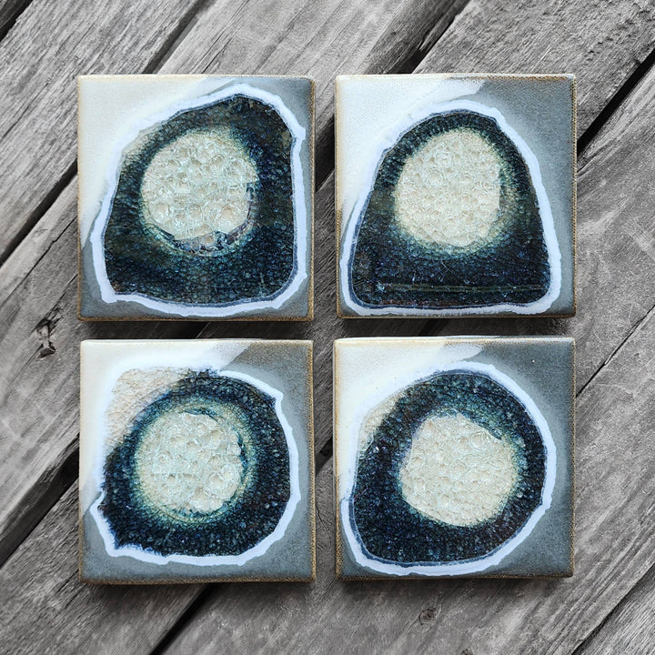 Dock 6 Pottery Square Coaster Set of 4 - Grey & White