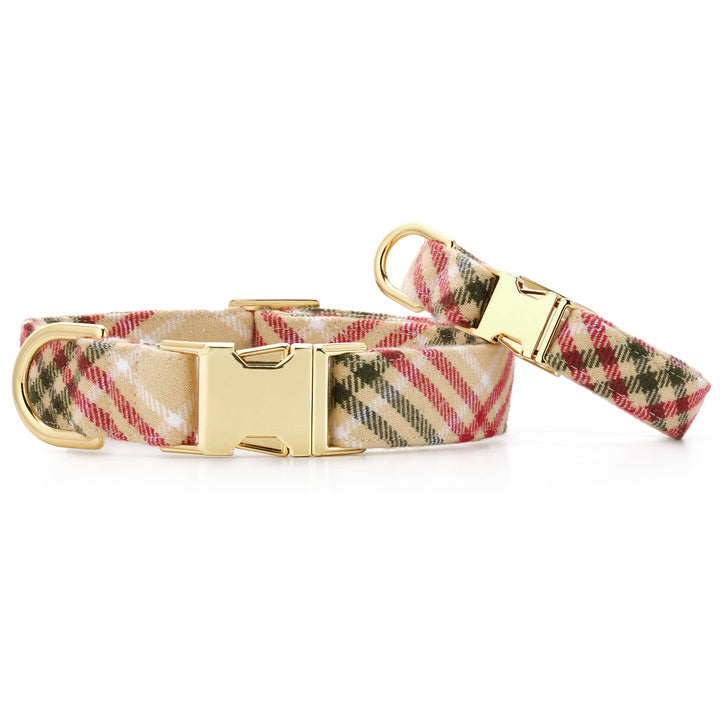 Eggnog Plaid Flannel Holiday Dog Collar