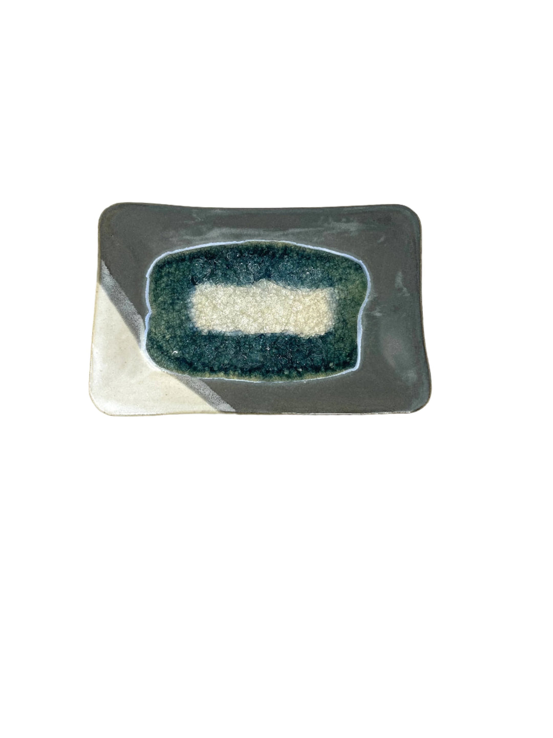 Dock 6 Pottery Small Rectangle Tray w/glass - Grey & White