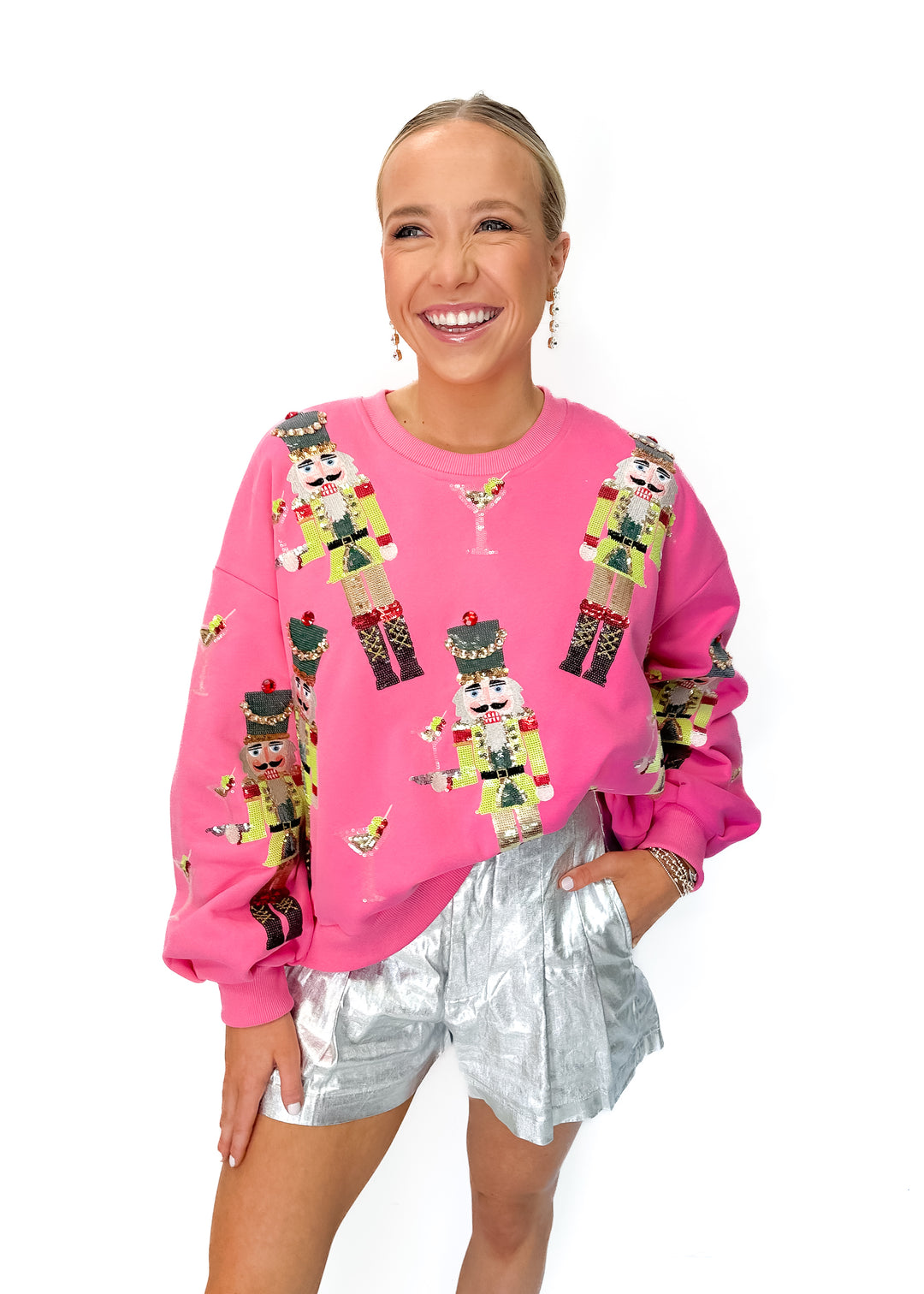 Queen of Sparkles Pink Martini Nutcrackers Sweatshirt - Pink