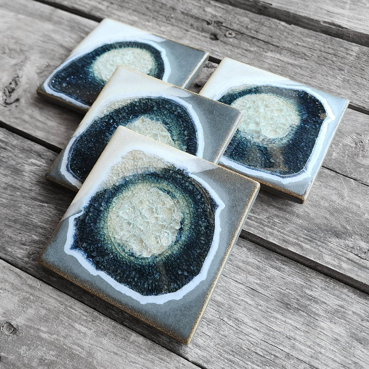 Dock 6 Pottery Square Coaster Set of 4 - Grey & White