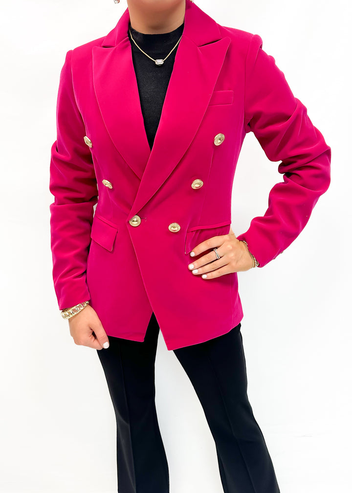 Dolce Cabo Velvet D/B Blazer - Magenta