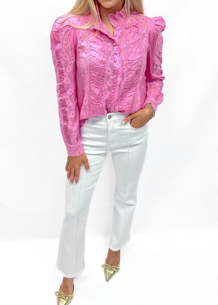 Love Shack Fancy Jacque Top - Tulip Pink