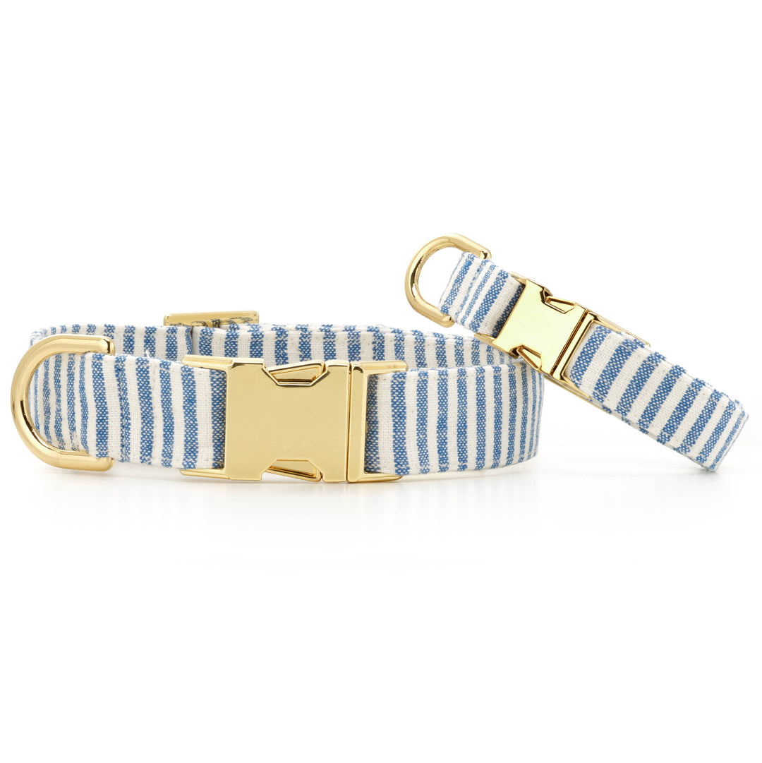 Lake Blue Stripe Summer Dog Collar