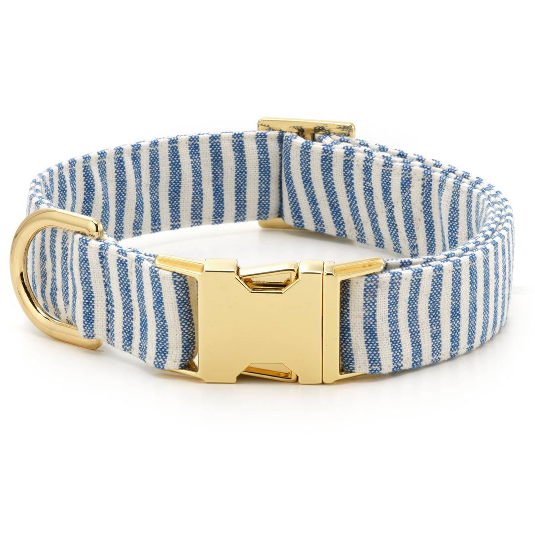 Lake Blue Stripe Summer Dog Collar