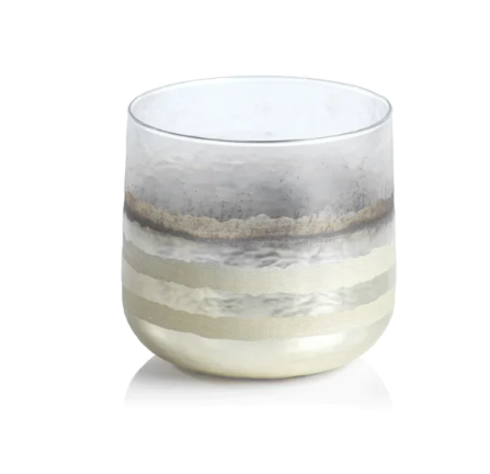 Smoke Hurricane Candle Holder White - 5in - Gabrielle's Biloxi