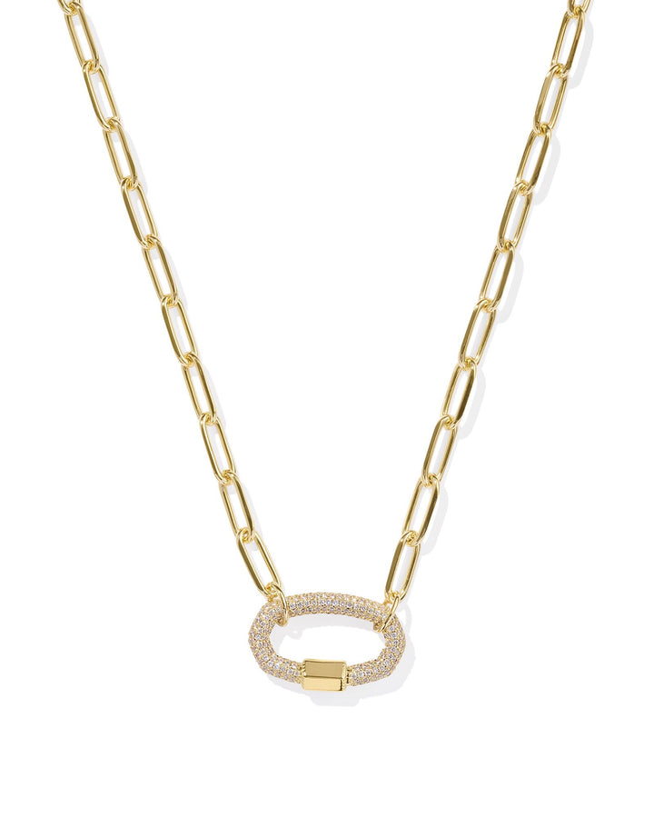 Kendra Scott Emery Link and Chain Necklace - Gold White Crystal