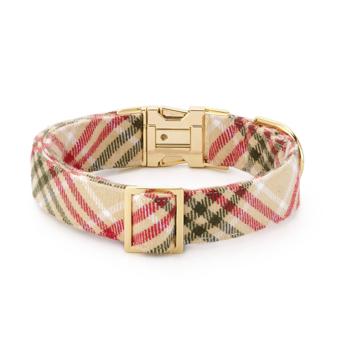 Eggnog Plaid Flannel Holiday Dog Collar