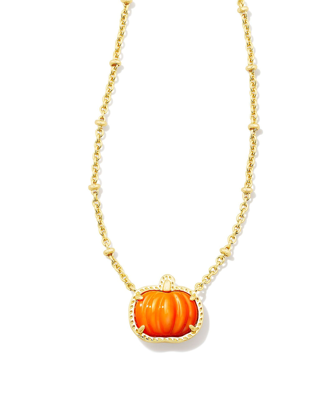 Kendra Scott Pumpkin Short Pendant Necklace - Gold Orange Mother of Pearl