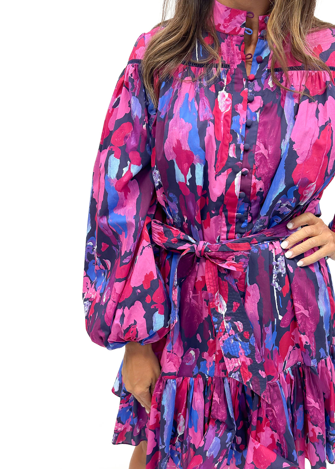 Alivia The Lori Dress - Magenta Paint Burst