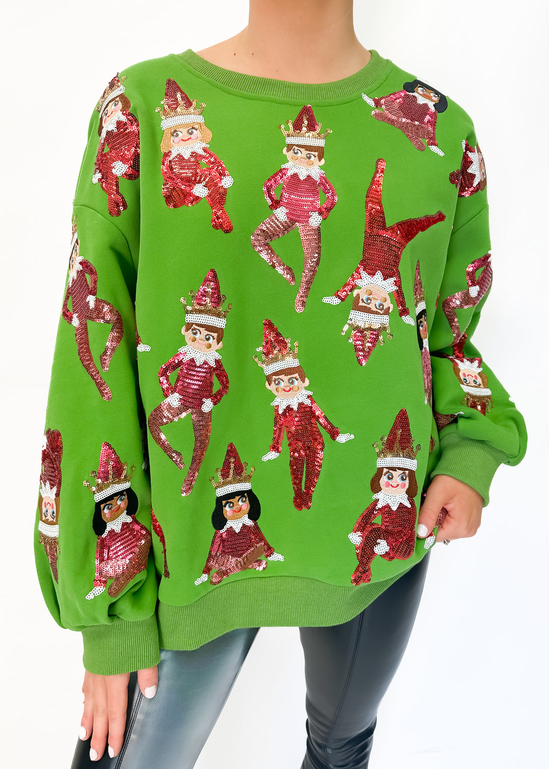 Queen of Sparkles Green Elf on the Shelf Sweatshirt - Green