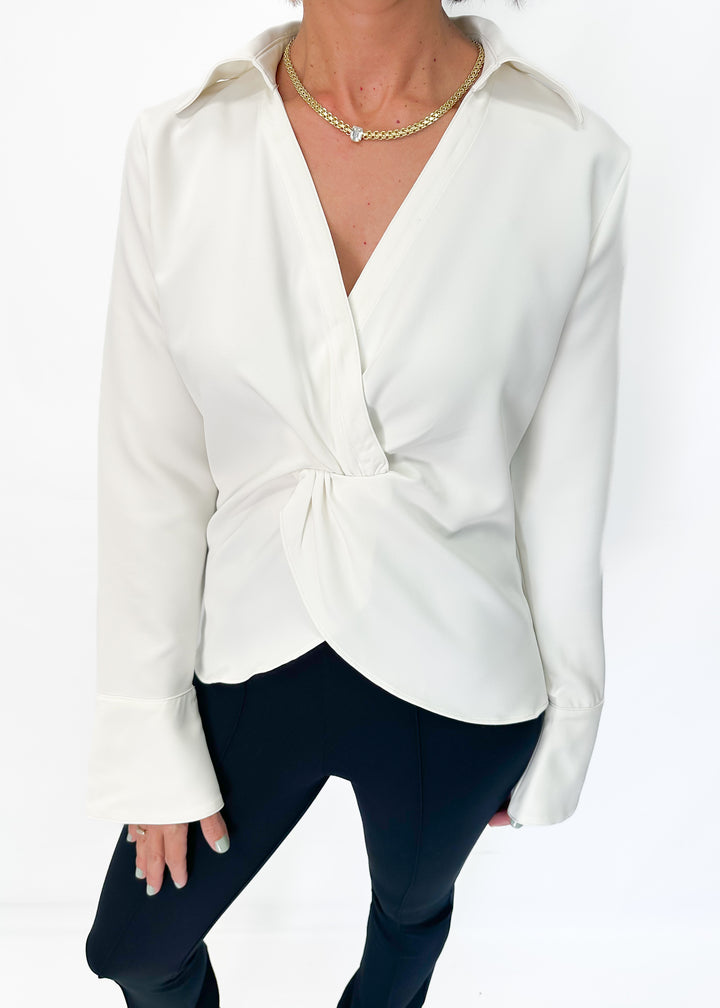 Bishop + Young Spencer Twist Front Blouse - White