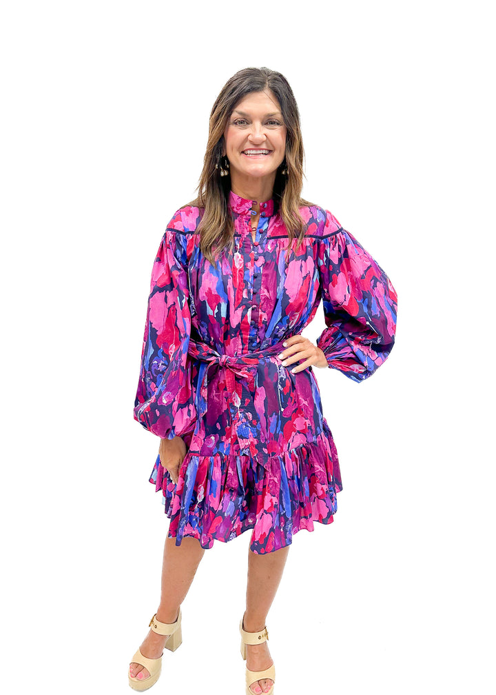 Alivia The Lori Dress - Magenta Paint Burst