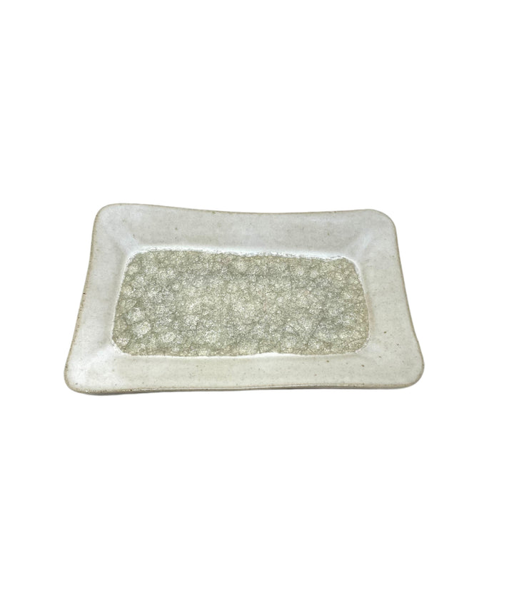 Dock 6 Pottery Small Rectangle Tray w/glass - Eggshell White