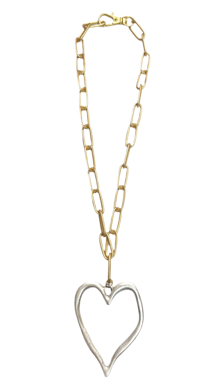 Paperclip with Heart Necklace - 18"