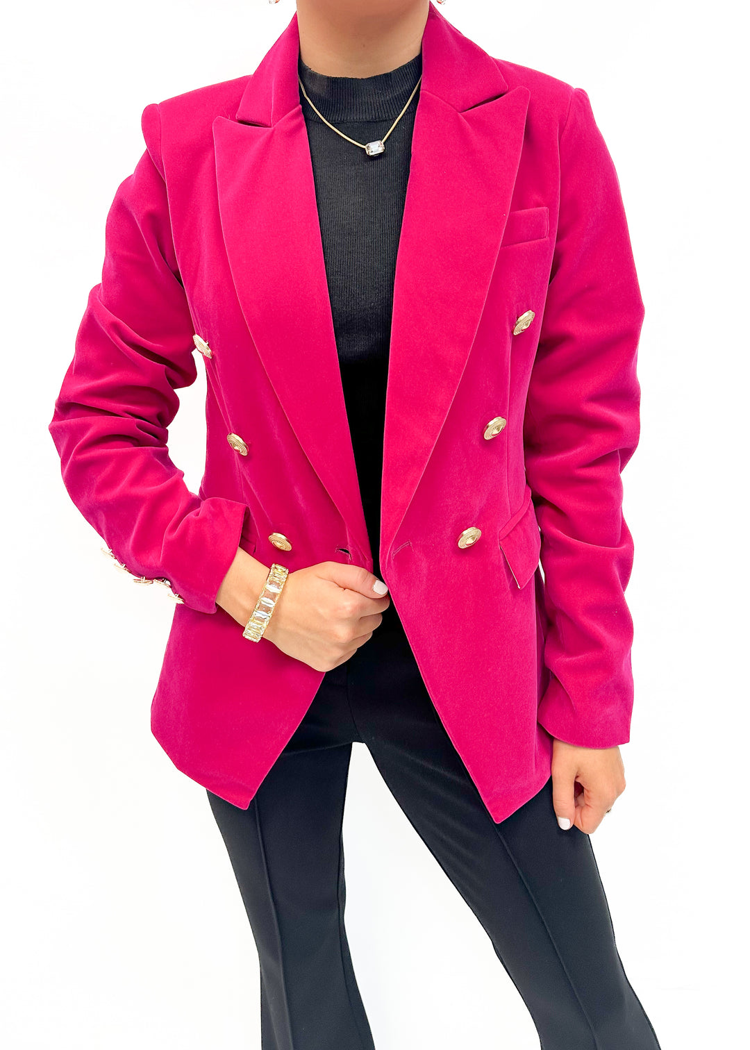 Dolce Cabo Velvet D/B Blazer - Magenta