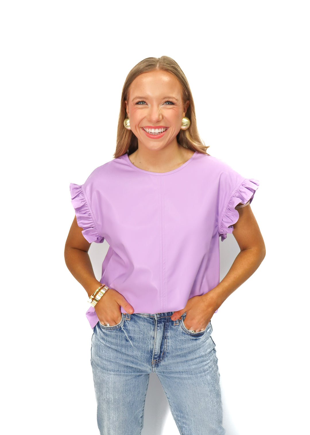 Ruffle Detail Sleeve Top - Lavender - Gabrielle's Biloxi