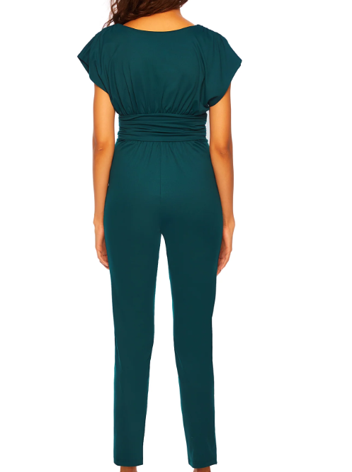 Susana Monaco Gathered V Jumpsuit 30" inseam - Pine Needle - Gabrielle's Biloxi