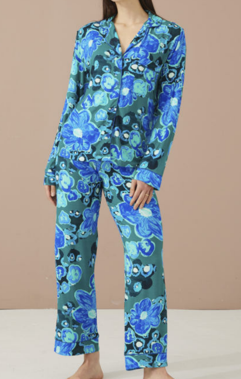 Alivia Sofia Long PJ Set - Jade Floral Pond - Gabrielle's Biloxi