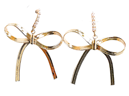 Pearl Snake Chain Bow Earrings