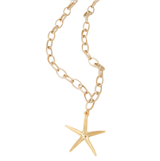 Etched Chain with Starfish Pendant Necklace