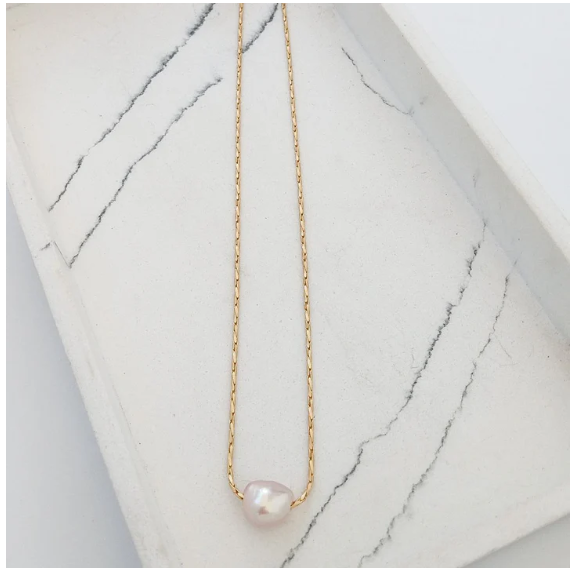 Petite Rope Chain Pearl Necklace - 16"
