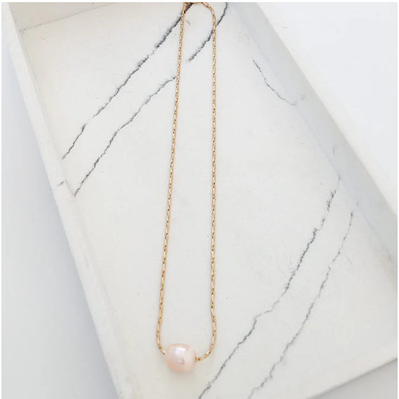 Petite Rope Chain Pearl Necklace - 16"