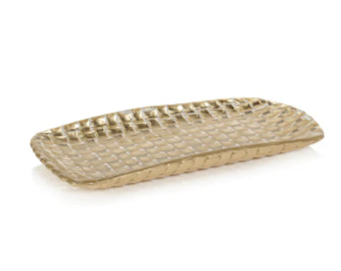 Braided Rectangular Tray Gold - 12.75" x 5