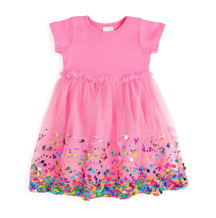 Sweet Wink Raspberry Confetti Short Sleeve Tutu Dress