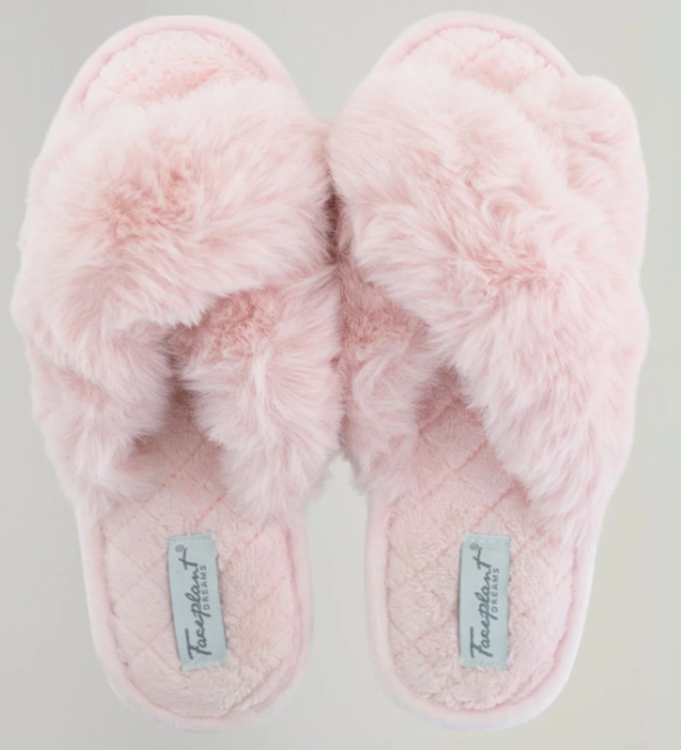 Faceplant Dreams Furry Slippers - Pink