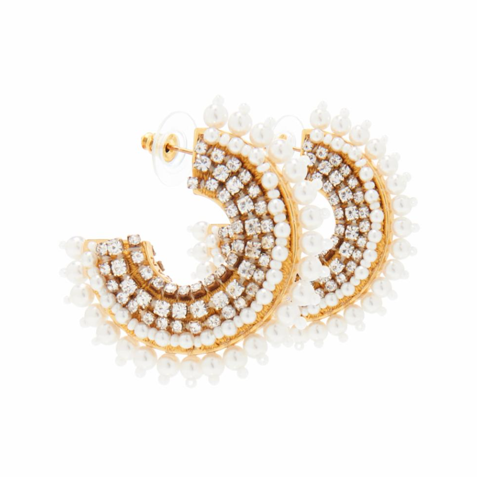 Mignonne Gavigan Mini Pearl Fiona Hoops - White