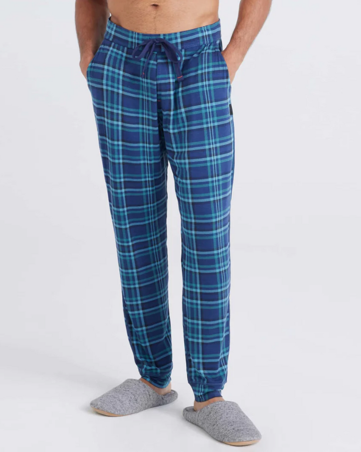 Saxx Snooze Pant - Flannel Plaid Dark Denim