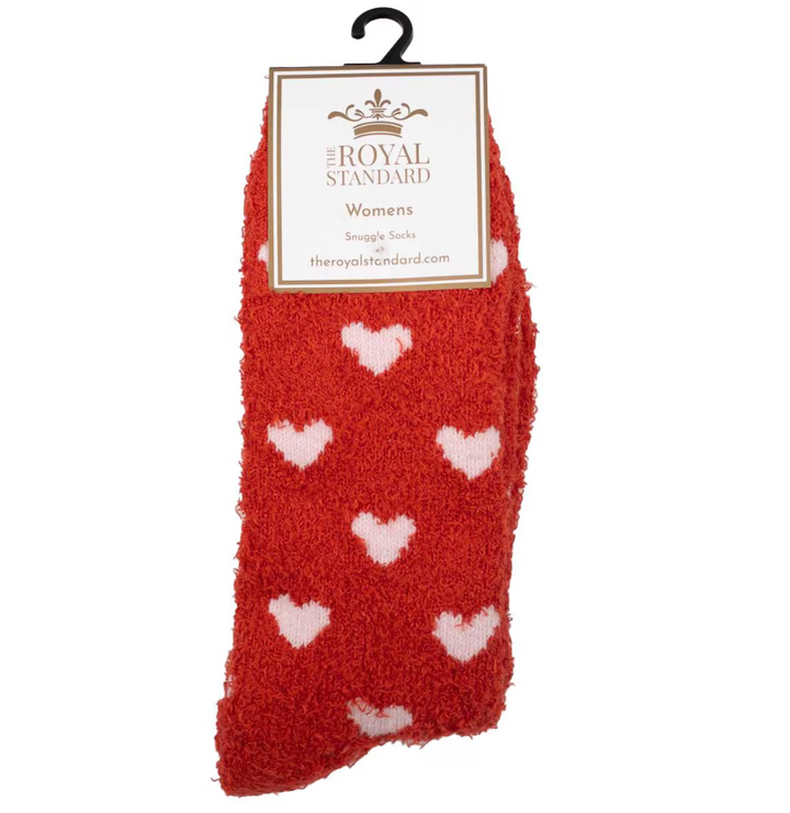 Women's Hearts Fuzzy Socks - Red/Pink