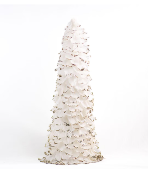 Winter Feather Tree - White/ Gold 20"