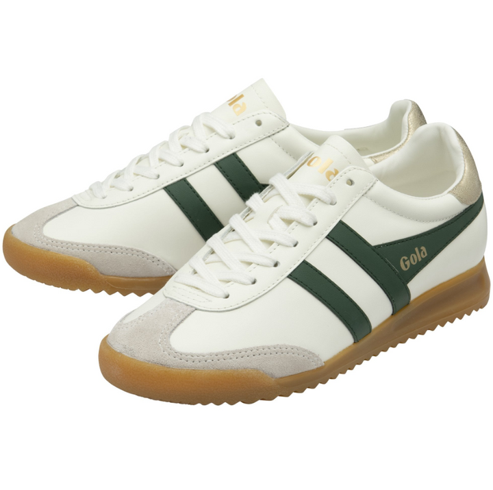 Gola Women's Torpedo Leather Sneakers - White/Evergreen/Gold