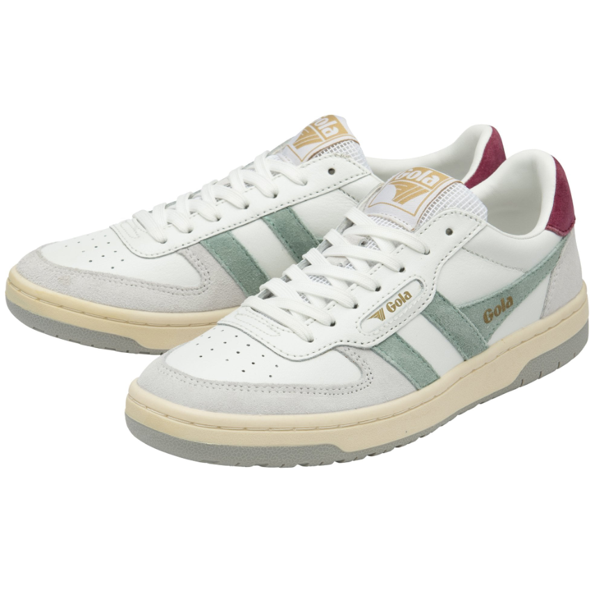 Gola Women's Hawk Sneakers - White/Green Mist/Cerise/Grey