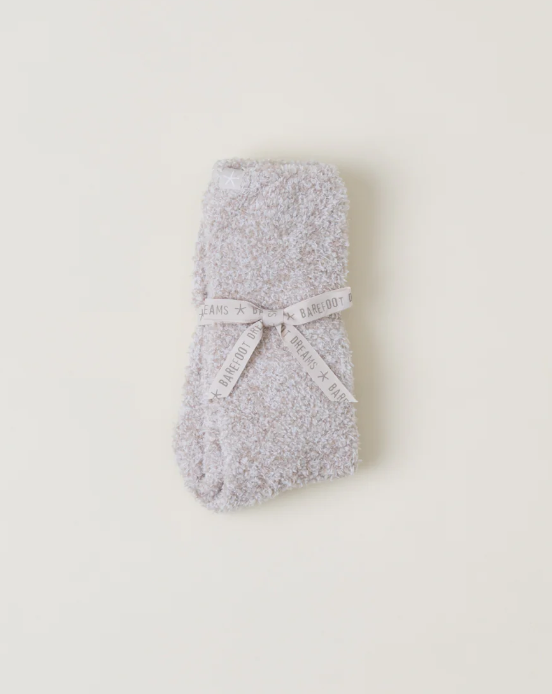 Barefoot Dreams Cozychic Heathered Socks - Stone / White