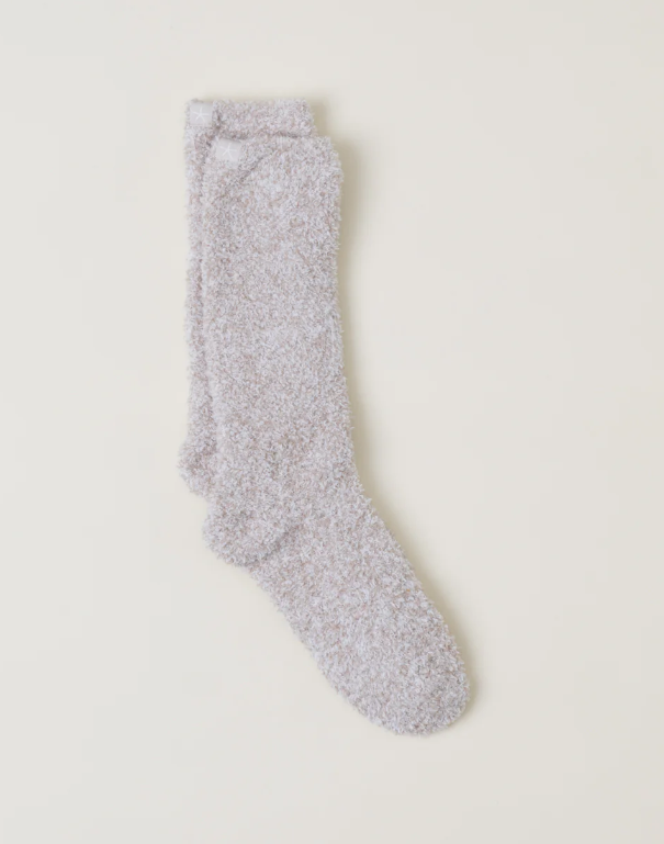 Barefoot Dreams Cozychic Heathered Socks - Stone / White