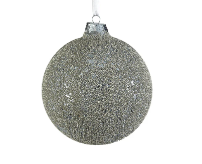 Silver Beaded Glass Ornament