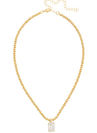 Sorrelli Emerald Rope Chain Pendant Necklace - Crystal