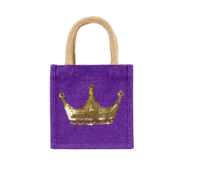 Victoria Crown Sequin Petite Tote - Purple/Gold