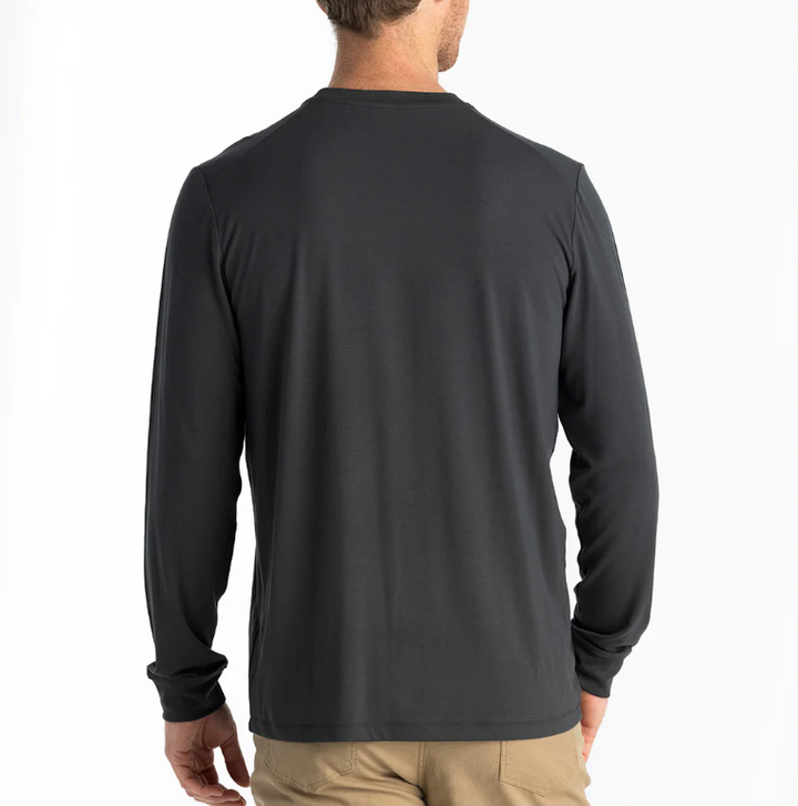 Men's Bamboo Flex Long Sleeve Pocket Tee - Black Sand