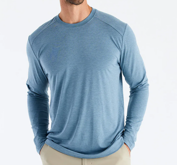 Free Fly Bamboo Shade Long Sleeve - Heather Slate Blue