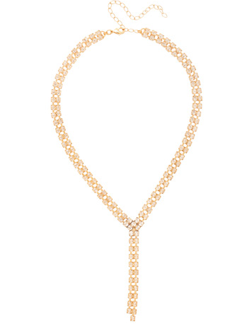 Sorrelli Kaylyn Lariat Tennis Necklace - Bright Gold Crystal