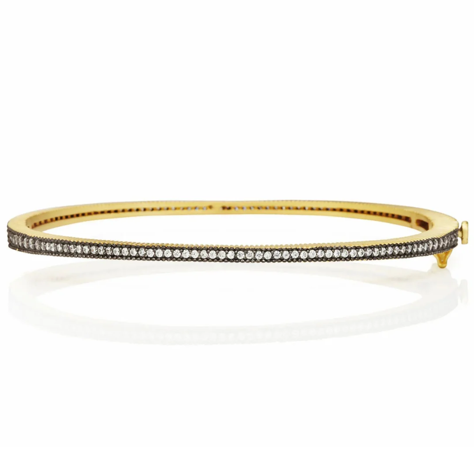 Freida Rothman The Classic Pave' Hinge Bangle - Black & Gold