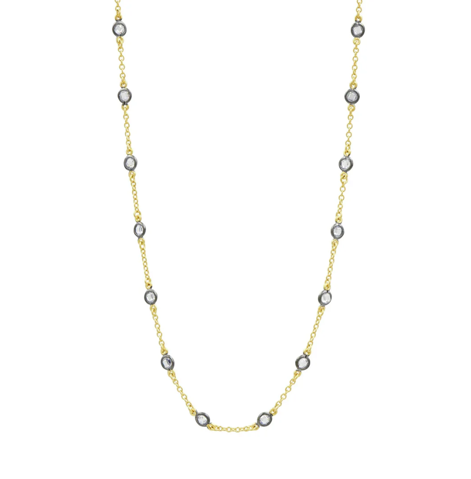 Freida Rothman Mini Bezel Stone Necklace - Black & Gold